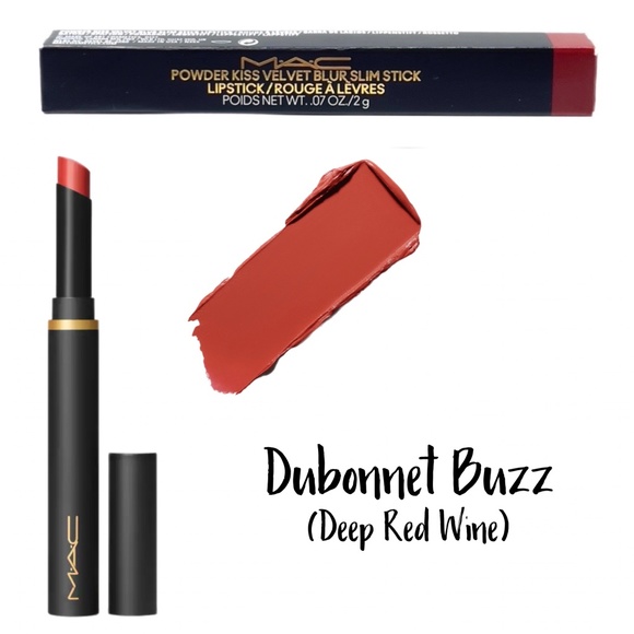 🌵4/$30 NIB MAC Powder Kiss Velvet Blur Slim Stick Lipstick in Dubonnet Buzz - Picture 1 of 11